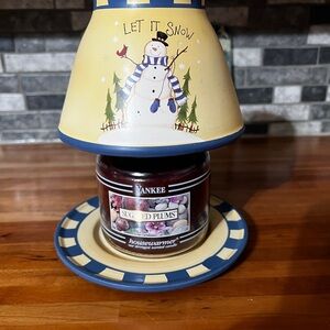 “Let It Snow” Snowman Candle Topper And Plate For Medium Jar Candle